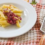 pasta bresaola e crema di parmigiano