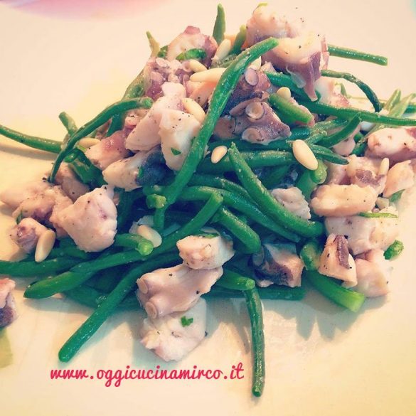 insalata di polpo menta fagiolini e pinoli