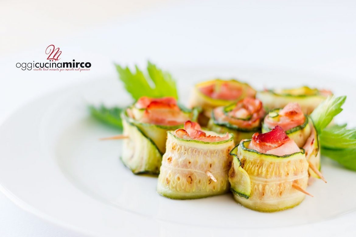 Involtini di zucchine con prosciutto cotto e scamorza
