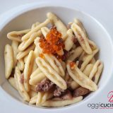 cecatelli funghi e salsiccia al profumo d'arancia
