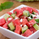 feta e cocomero con cetrioli e menta
