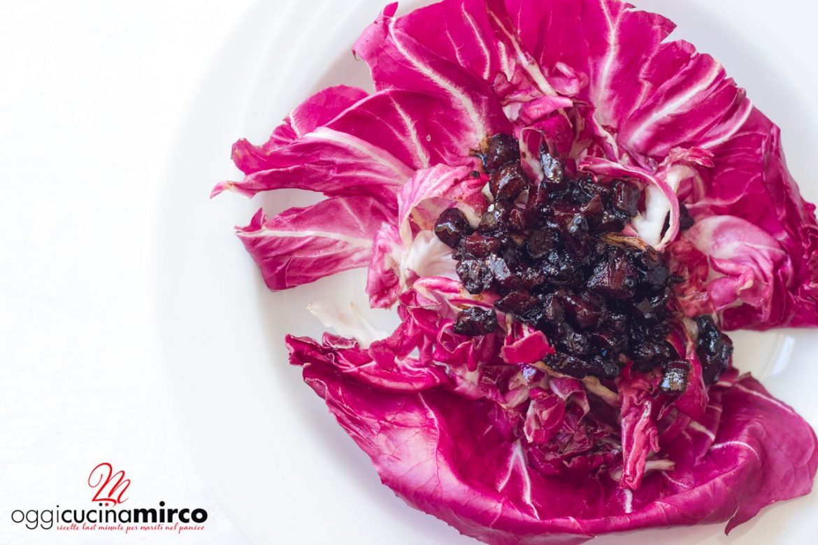 radicchio con bruciatini sfumati all'aceto balsamico dop
