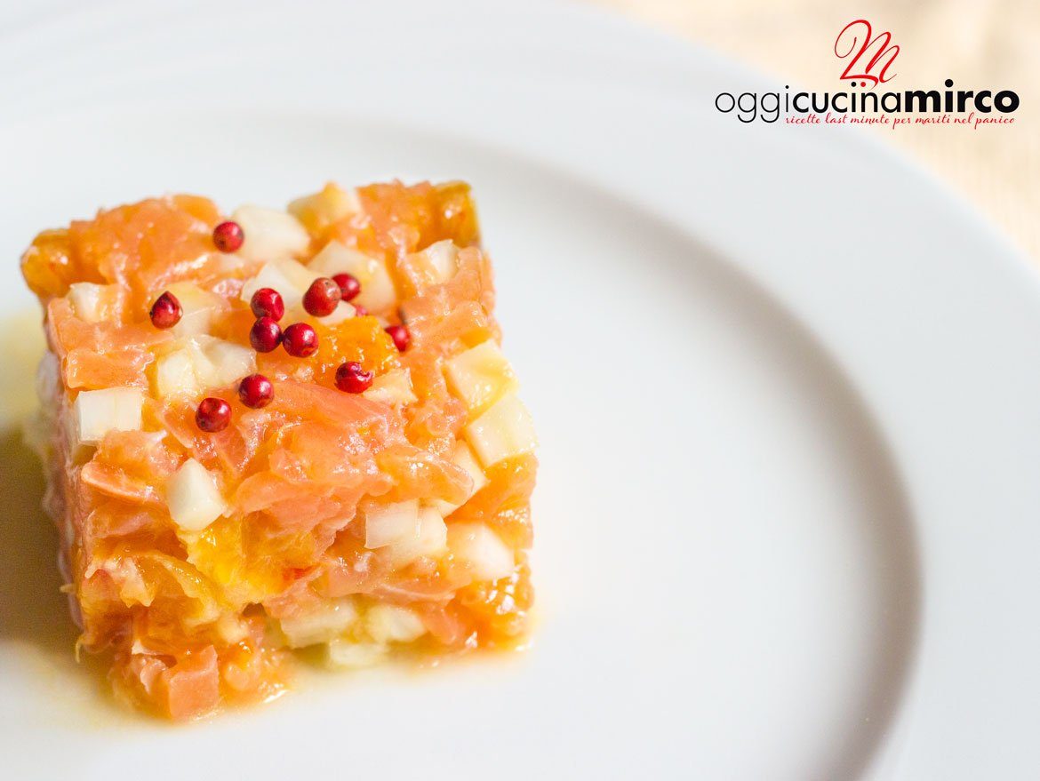 tartare di salmone con arancia e fnocchio
