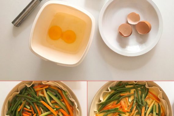 preparazione quiche alle verdure