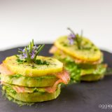 millefoglie di patte e salmone con crema di rucola