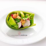 insalata di ceci con rucola e gamberetti