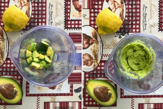 preparazione pesto di avocado