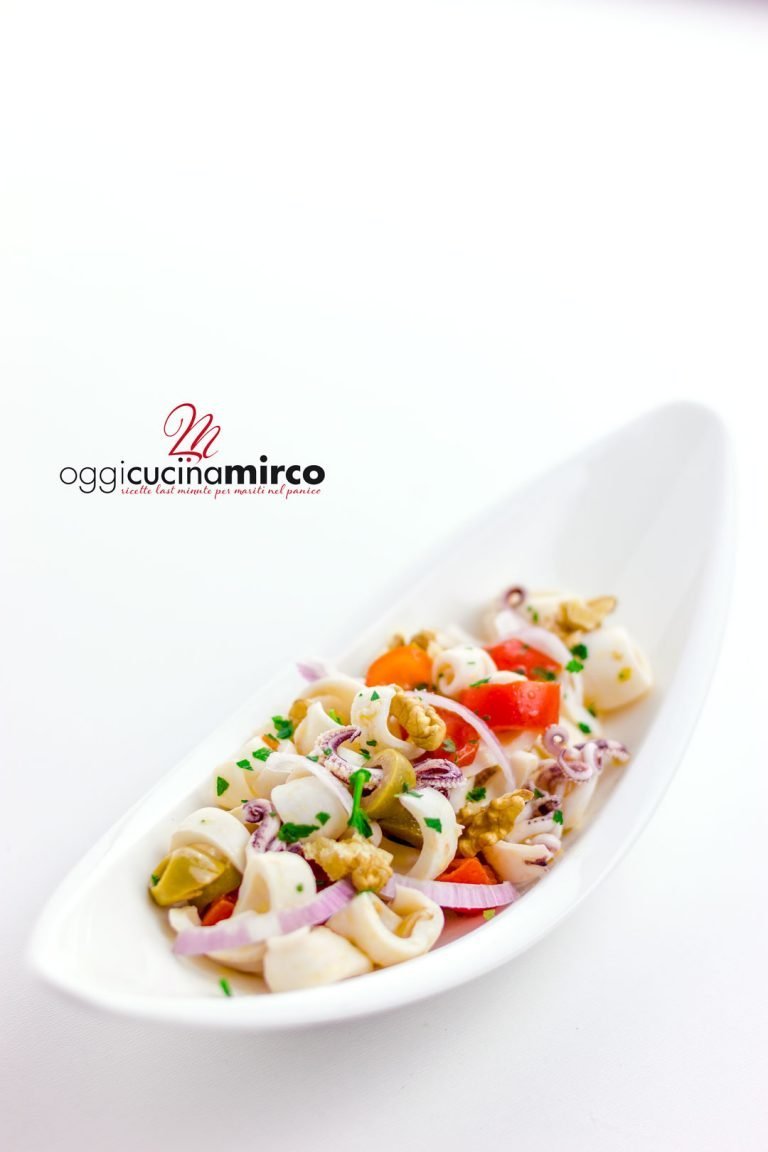 Insalata di seppie e pomodorini con olive e noci OggiCucinaMirco