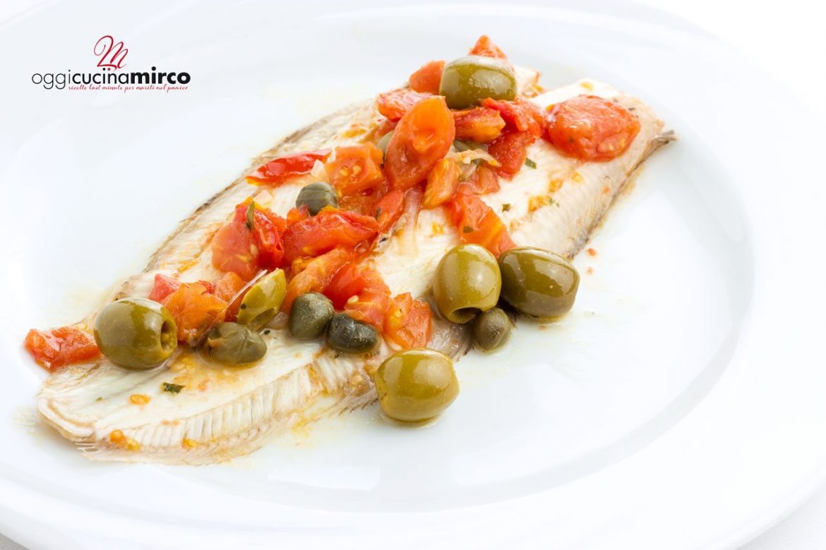 sogliola con pomodorini e olive