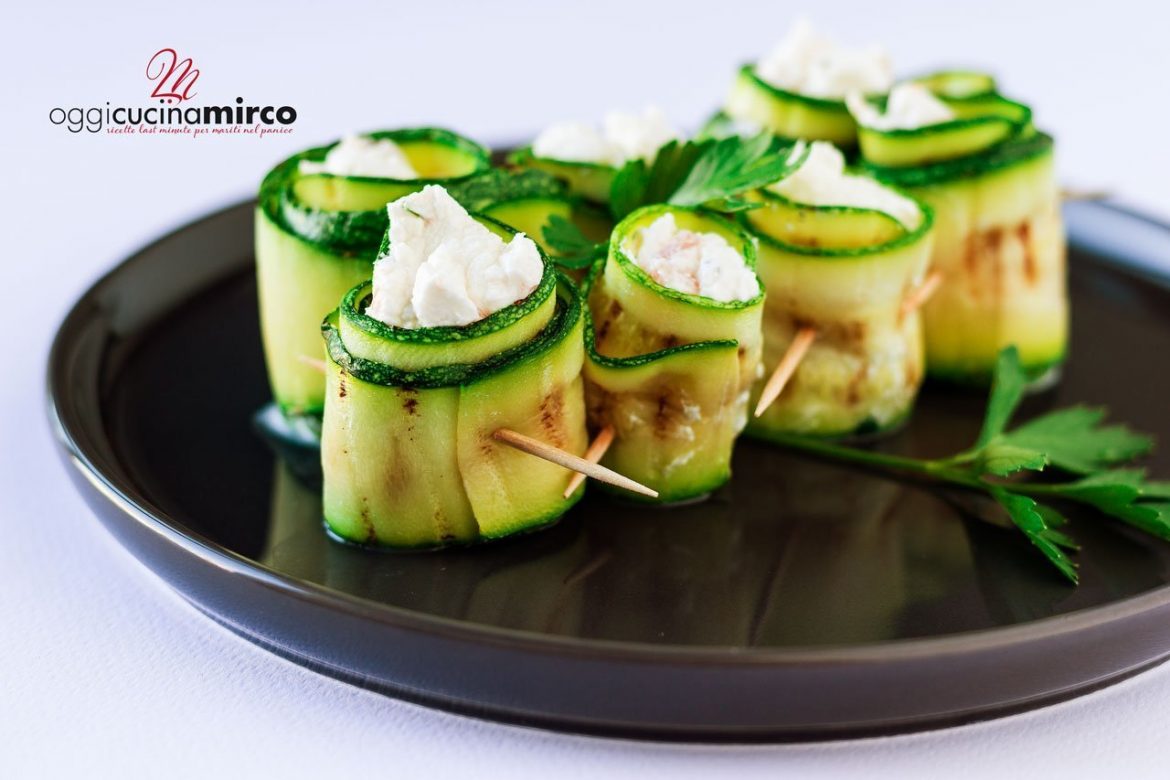 involtini di zucchine con salmone e formaggio cremoso