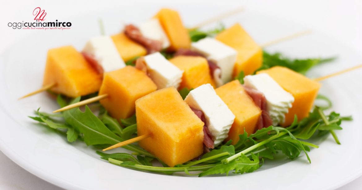spiedini di melone prosciutto e formaggio