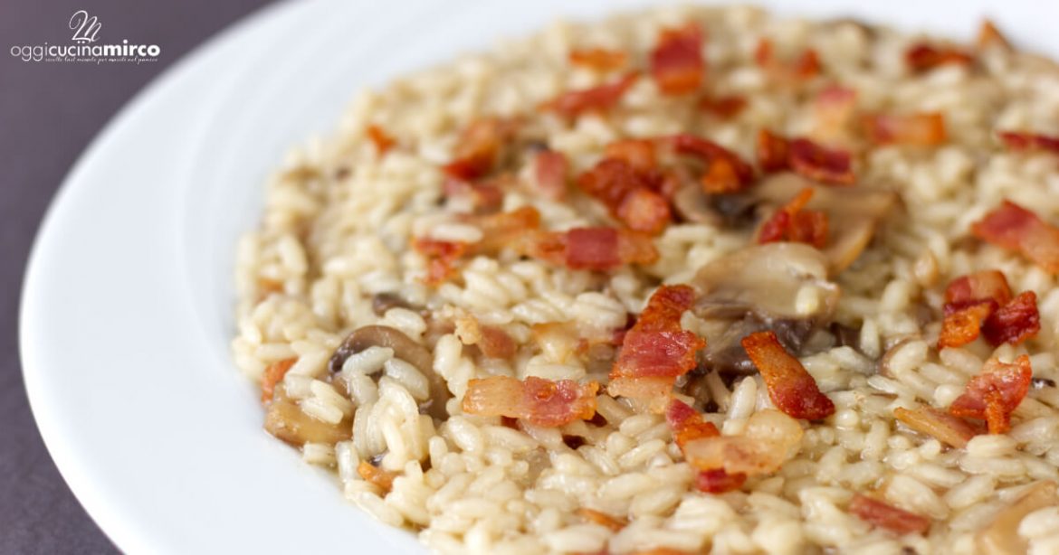 risotto alla birra con guanciale e funghi