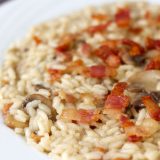 risotto alla birra con guanciale e funghi