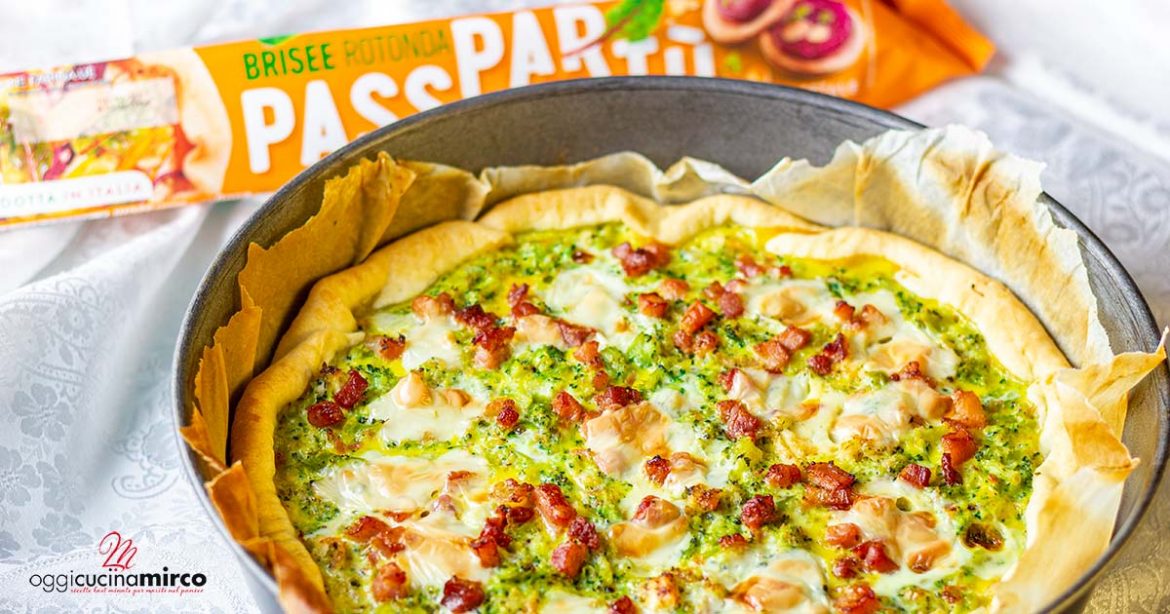 torta salata con broccoli cotto e pancetta